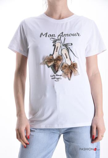 T-shirt in Cotone maniche corte girocollo Fantasia stampata