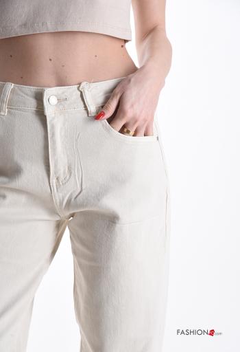 Jeans en Coton à boutons avec fermeture éclair avec poches - ph 4