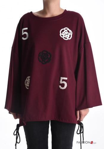 Camisola oversize manga comprida gola redonda com cordão - ph 1