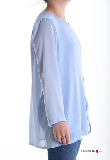 Camicia chiffon maniche lunghe girocollo con nodo - ph 3