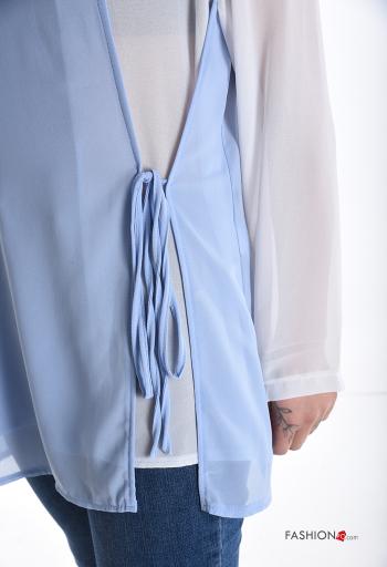 Camicia chiffon maniche lunghe girocollo con nodo - ph 4