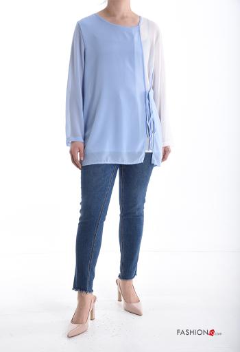 Camicia chiffon maniche lunghe girocollo con nodo - ph 5