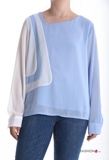Geometrisches Muster lange ärmel chiffon Bluse