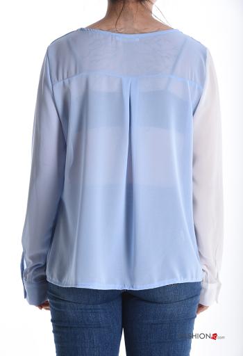 Geometrisches Muster lange ärmel chiffon Bluse - ph 2