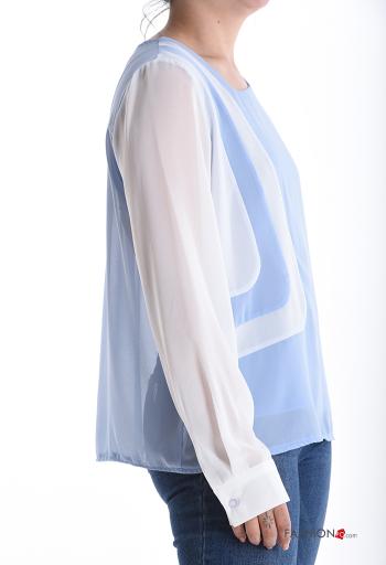 Geometrisches Muster lange ärmel chiffon Bluse - ph 3