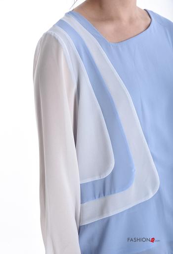 Geometrisches Muster lange ärmel chiffon Bluse - ph 4