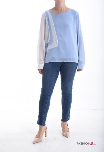Geometrisches Muster lange ärmel chiffon Bluse - ph 5