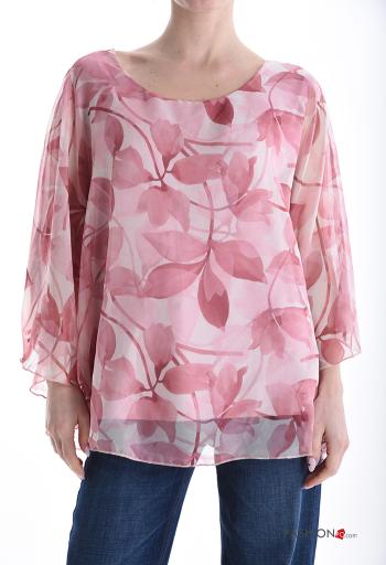 Blumenmuster volantärmel u-boot ausschnitt chiffon lange ärmel Bluse