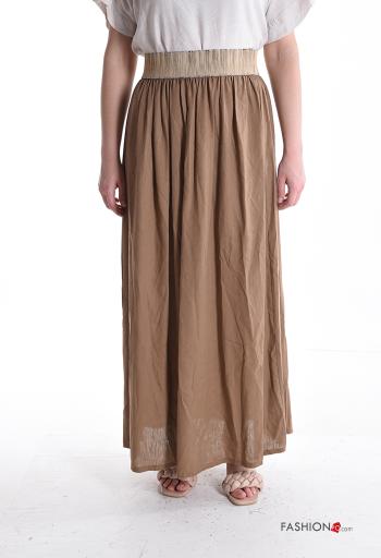 Saia em Linho cintura subida longo com elástico - ph 1