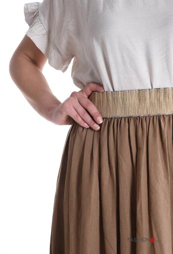 Saia em Linho cintura subida longo com elástico - ph 4