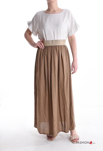 Saia em Linho cintura subida longo com elástico - ph 5