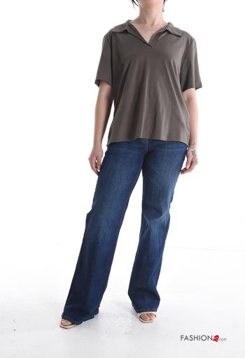 kurze ärmel mit kragen T-shirt mit V-Ausschnitt - ph 5