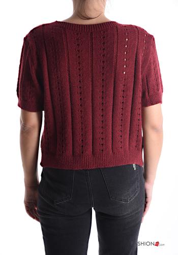 Cardigan maniche corte girocollo Fantasia ricamata con fiocco - ph 2