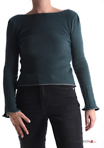 lange ärmel u-boot ausschnitt Strickpullover