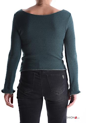 lange ärmel u-boot ausschnitt Strickpullover - ph 2