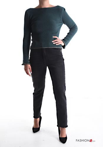 lange ärmel u-boot ausschnitt Strickpullover - ph 5
