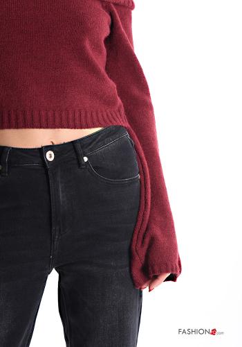 extra lange ärmel kurz Strickpullover aus Wollmischung bardot-ausschnitt - ph 4