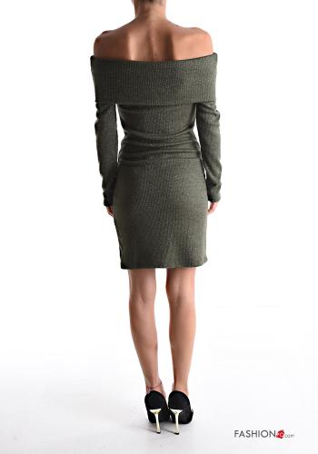 Ribbed mini long sleeve Dress bardot neckline - ph 2