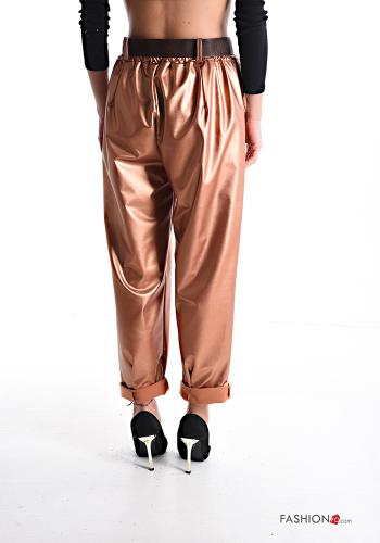 metallic Trousers with belt with elastic with pockets - ph 2