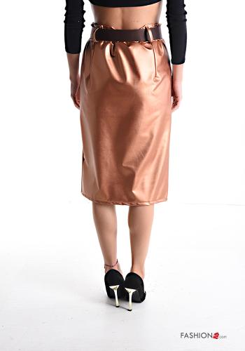 Longuette metallic Skirt with pockets with split with elastic with belt - ph 2