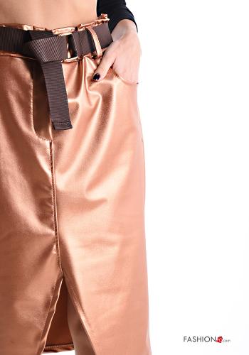 Longuette metallic Skirt with pockets with split with elastic with belt - ph 4