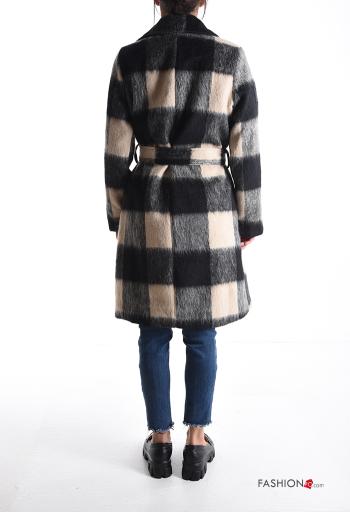 Vichy Coat with lining with fabric belt with buttons - ph 2