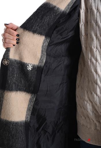 Vichy Coat with lining with fabric belt with buttons - ph 5