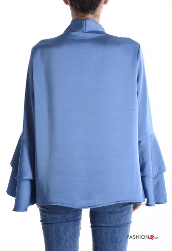 Satin volantärmel Bluse mit Volants mit Schleife - ph 2