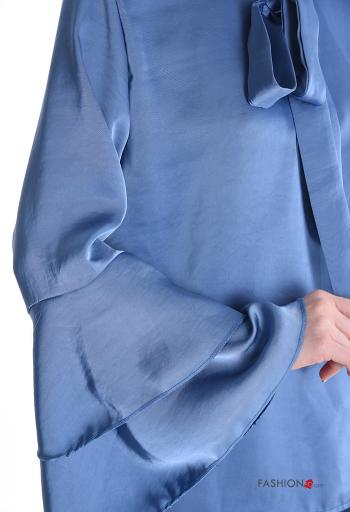 Satin volantärmel Bluse mit Volants mit Schleife - ph 4