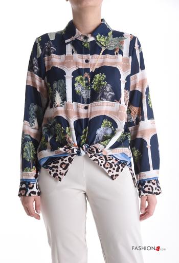 Graphic Print long sleeve with collar Shirt with buttons