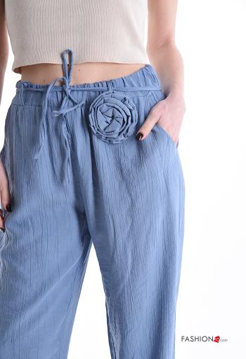Calças com bolsos com cinto de tecido com elástico - ph 4