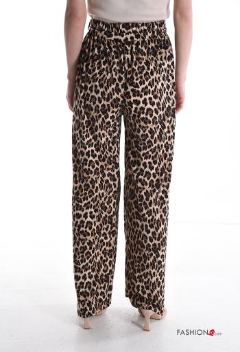 Calças wide leg Padrão animal com strass com elástico - ph 2