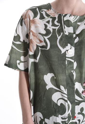 Floral short sleeve Cotton Blouse with buttons - ph 4
