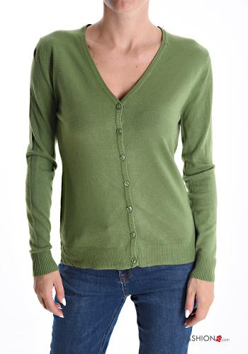 Cardigan maniche lunghe con bottoni scollo a V - ph 1