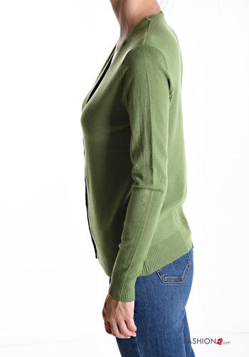 Cardigan maniche lunghe con bottoni scollo a V - ph 3
