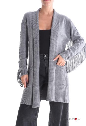 Cardigan with pockets with fringe