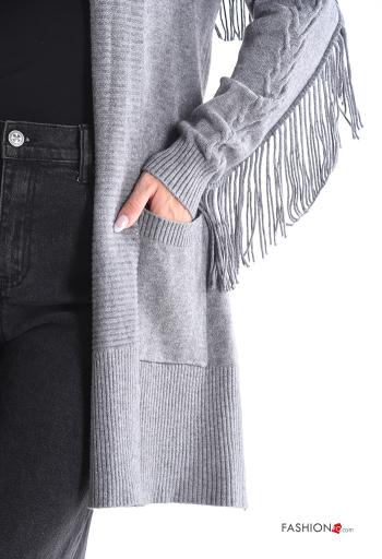 Cardigan with pockets with fringe - ph 4
