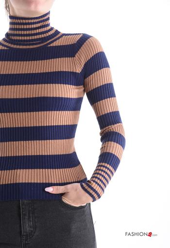 Pull Imprimé à rayures à col roulé - ph 4