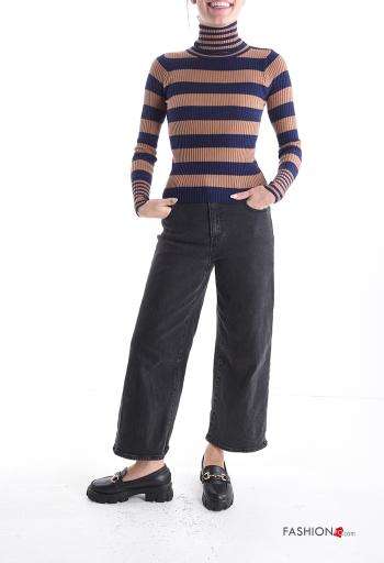 Pull Imprimé à rayures à col roulé - ph 5