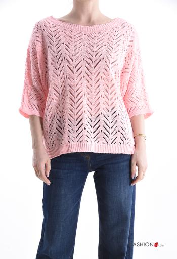 Maglione in Cotone girocollo maniche a tre quarti