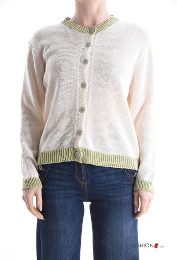 u-boot ausschnitt Strickjacke aus Baumwolle mit Knöpfen