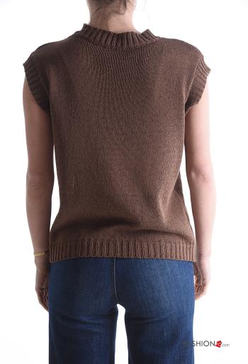 kurze ärmel u-boot ausschnitt Strickpullover aus Baumwolle - ph 2