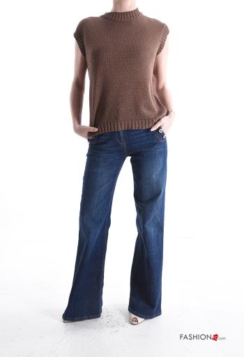 kurze ärmel u-boot ausschnitt Strickpullover aus Baumwolle - ph 5