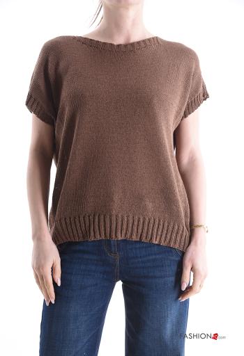 Camisola em Algodão manga curta gola redonda