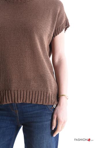 kurze ärmel u-boot ausschnitt Strickpullover aus Baumwolle - ph 4