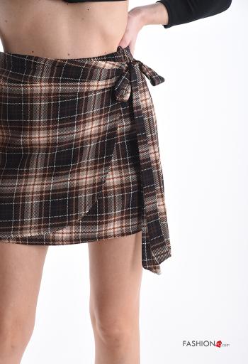 Minigonna a portafoglio Fantasia tartan con fiocco - ph 4