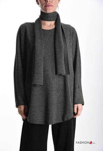 Maglione maniche lunghe girocollo con sciarpa - ph 1