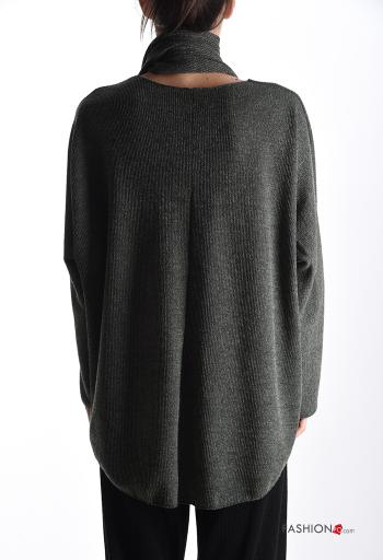 Maglione maniche lunghe girocollo con sciarpa - ph 2