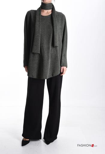 Maglione maniche lunghe girocollo con sciarpa - ph 5