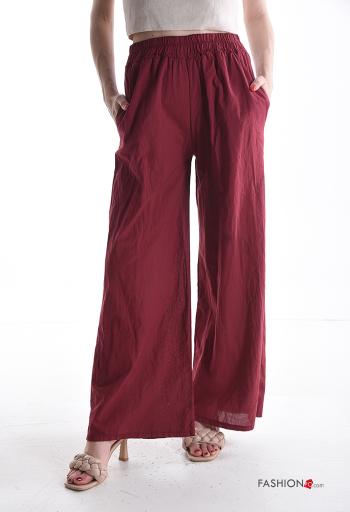wide leg Hose aus Baumwolle mit Taschen mit gummizug